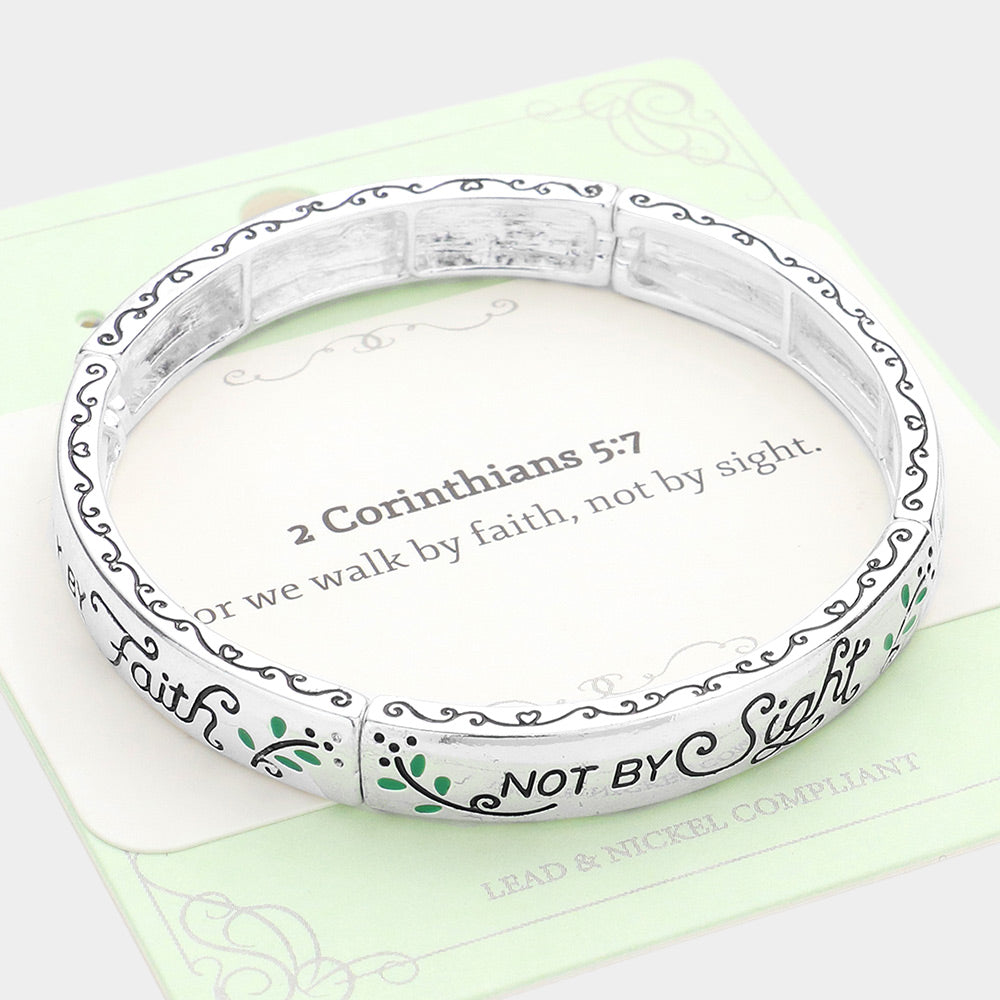 2 Corinthians 5:7 Message Metal Stretch Bracelet