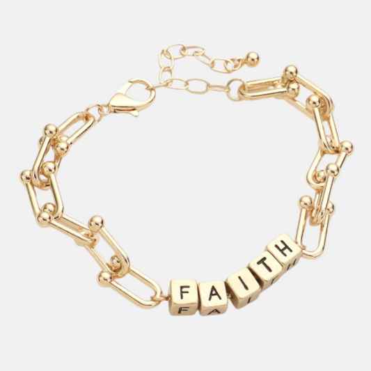 FAITH Metal Cube Message Bracelet