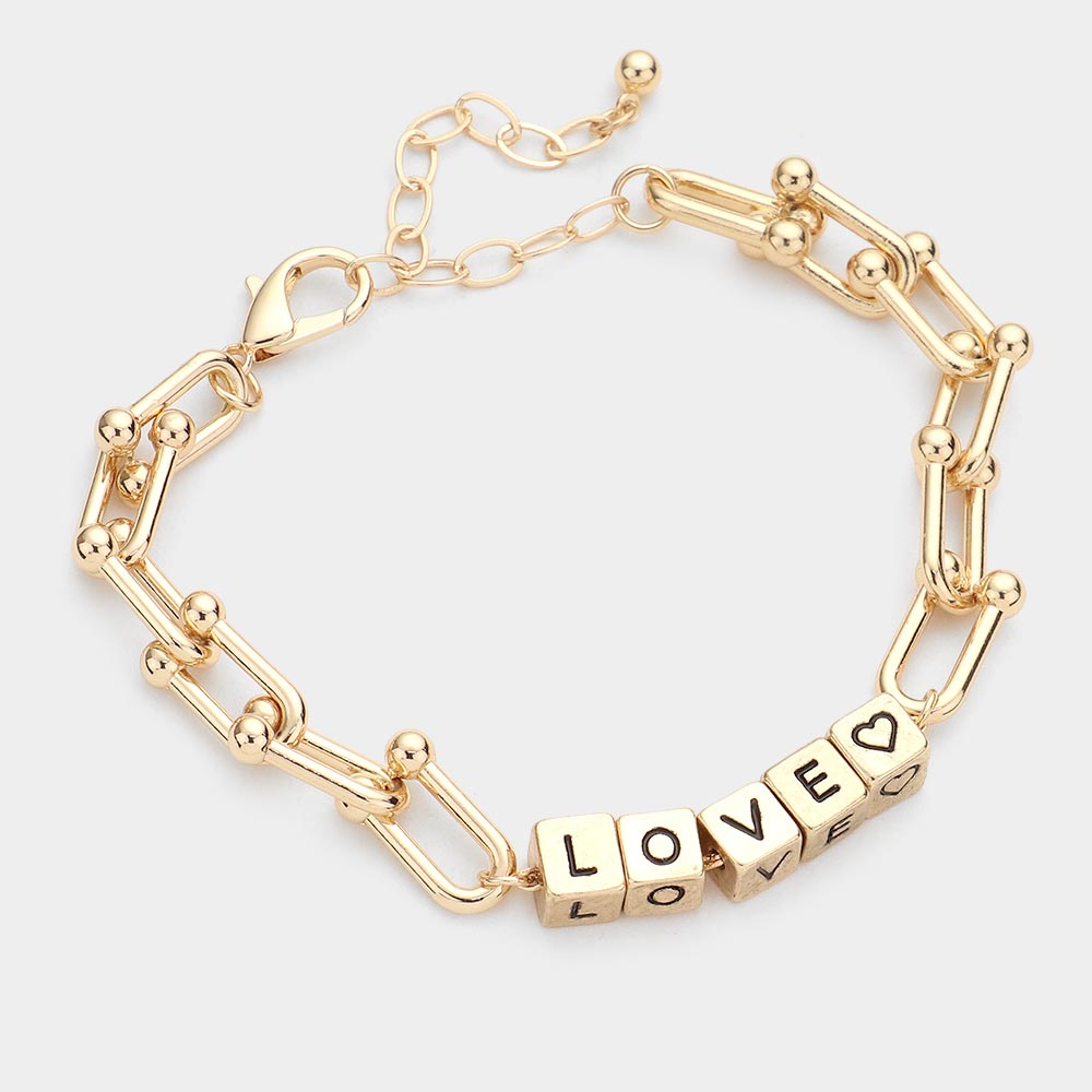 LOVE Metal Cube Message Bracelet