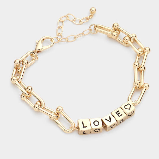 LOVE Metal Cube Message Bracelet