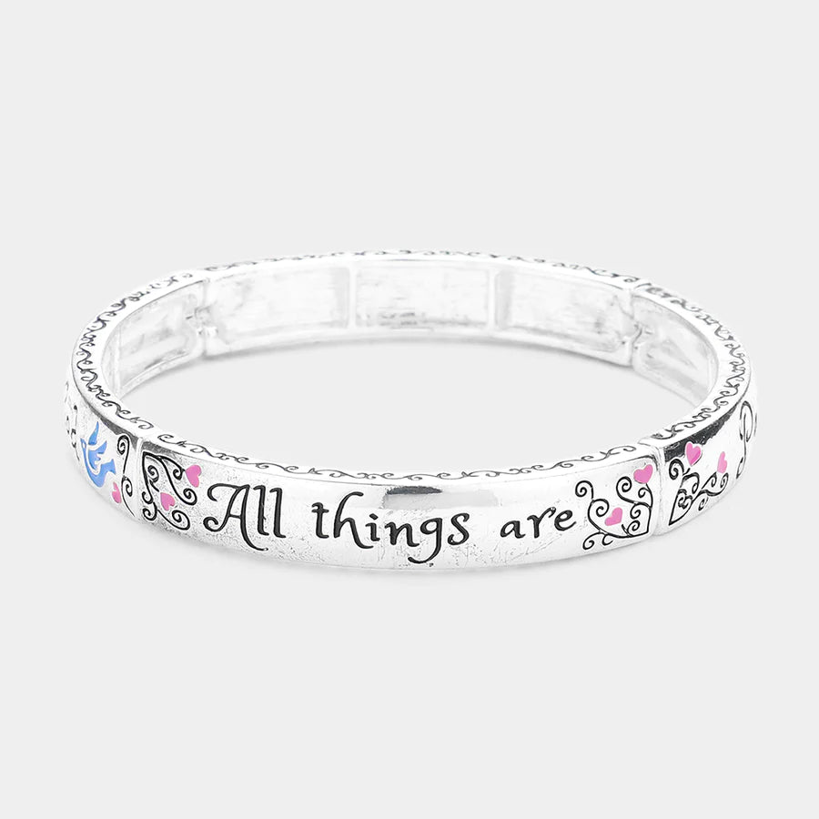 Matthew 19:26 Message Metal Stretch Bracelet